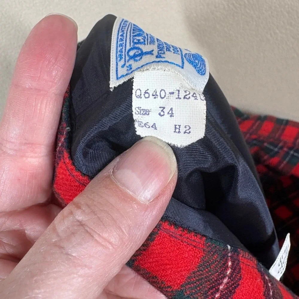 Vtg Pendleton Red Tartan Plaid Pleat Wool Skirt Sz 34‎ Holiday Festive Preppy